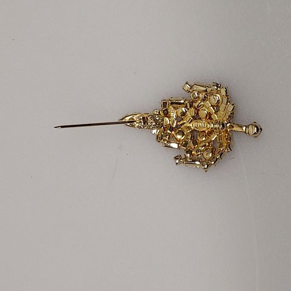 VTG JOSEPH WARNER SPARKLE JEWELED RHINESTONE GOLD TONE CHRISTMAS TREE BROOCH PIN - Picture 7 of 10